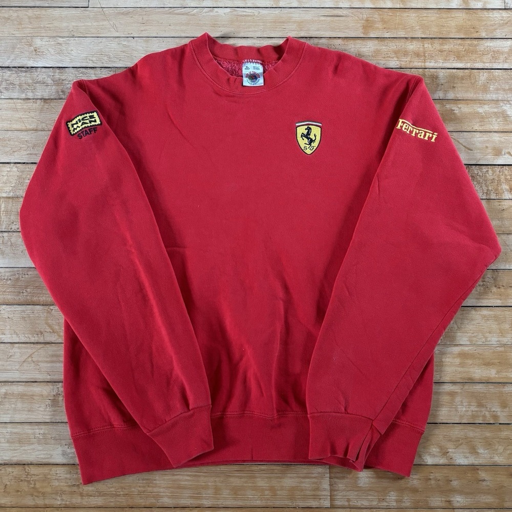 VTG 90s Ferrari Embroidered Staff Crewneck Sweatshirt Adult XL Made In USA RARE